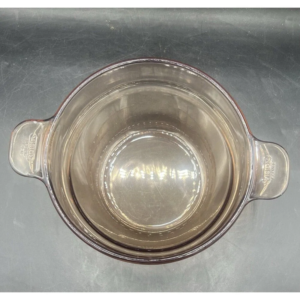 Vintage Vision Corning Amber V-20-B Double Boiler Insert Glass Pot No Lid